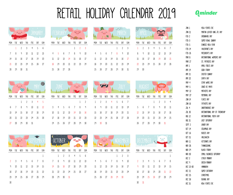 retail calendar 2019